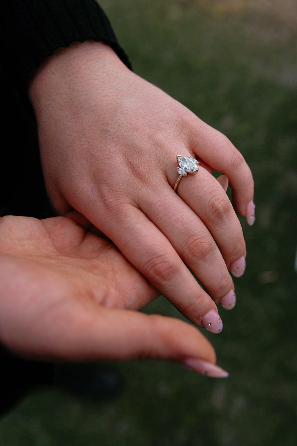 3 Stone Marquise Engagement Ring